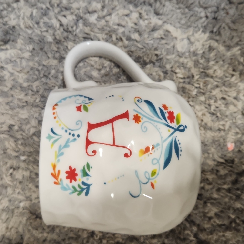 Mango Moon Monogram Initial "A"  Floral Dimpled Mug